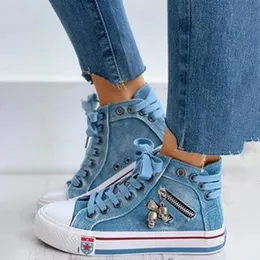 Scarpe eleganti Primavera Autunno Scarpe da ginnastica casual Walking Skateboard Laceup Femme Scarpe da ginnastica moda retrò Denim High Gang Canvas 231207