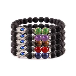 Perline Jln Fatima Mano Lava Bracciale Vulcanico di Hamsa Yoga Guarigione Energia Potere Perline Braccialetti elasticizzati per uomo e consegna a goccia Ebreo Dh56F