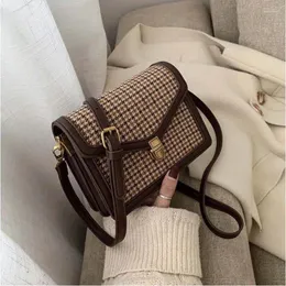 Bolsos de noche a cuadros PU cuero crossbody para las mujeres 2023 lujo vintage hombro mensajero pequeño bolso femenino tendencia bolsos de viaje monedero