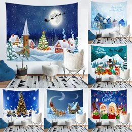 Tapissries Blue Christmas Tapestry Wall Hanging Big Size Room Decor Estetic House Bedroom Decoration Hanger Tyg mjuk smidig tryckt 231207