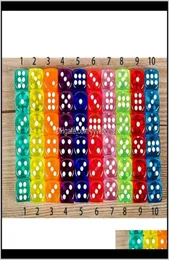 Set 10 Farben Hochwertiges 6-seitiges Glücksspiel für Brettclub-Party-Familienspiele Dungeons und Drachenwürfel Vrb9N Tzm2X3778898