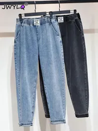 Frauen Jeans Übergröße 5xl Hohe Taille Elastische Knöchellange Harem Denim Hose Einfache Grund Lose Streetwear Frauen Hosen Vaqueros 231206