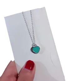 Gioielli Ism Collana Sterling Sier Smalto Collana a forma di cuore Donne Inst Rete Rosso Stesso stile Semplice regalo per la fidanzata Migliore amica