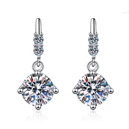 Orecchini pendenti lunghi formali di lusso con diamante artificiale Moissanite da 1 ct per gioielli fatti a mano di fidanzamento in argento sterling 925 da donna