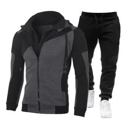 Chándales para hombre Chaquetas con cremallera Trajes Sudaderas con capucha de alta calidad y pantalones de chándal negros Abrigos de motocicleta casuales al aire libre para hombre clásico 231206