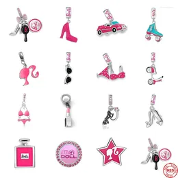 Loose Gemstones 2023 Pink Shoe Car Bottle Dress Dangle Bead Fit Original Charms Silver 925 Bracelet Ladies Gift Jewerly Accessories