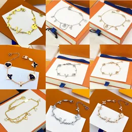 Designer with box L-series luxury charm bracelets for women 20 styles 925 Silver letter small flower bracelet inlaid crystal fashion gift jewelry
