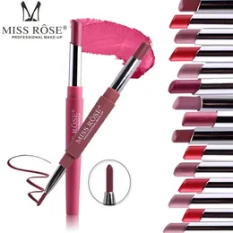 Batom MISS ROSE Doubleended Pen Multifuncional Lip Liner Cor Duradoura Cosméticos Maquillajes DC08 231207