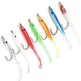 Baits Lures s 10pcslot 7cm 1g Fishing Lure Fish Eel white Blue Soft with hook Small Artificial bait Pesca Leurre 231206
