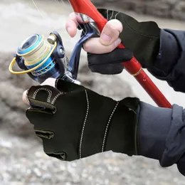 Novas luvas esportivas para pesca de inverno com 3 dedos, 1 par de luvas de couro antiderrapantes, luvas quentes de PU sem dedos para pesca, ciclismo, esportes ao ar livre