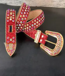 Färgglada designer strass Simon -bälte med fulla strass stora spänne män kvinnor bälten ceinture2239880