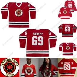 Mens 2023 Yeni LetterKenny Irish Jersey 69 Shoresey Kırmızı TV Dizisi Letterkenny Buz Hokey Formaları S-XXXL