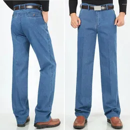 Men's Jeans High Waist Men Denim Colorfast Wide Leg Formal Business Style Trousers