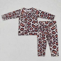 Kleidungssets Großhandel Baby Jungen Mädchen Langarm Pullover Hemden Kinder Hosen Set Pyjamas Kleinkind Kinder Leopard Outfit Nachtwäsche