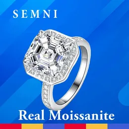 Wedding Rings SEMNI 50CT Asscher Cut Diamond Ring for Women 925 Sterling Silver Powerful Band Fine Jewelry Birthday Party Gift 231206