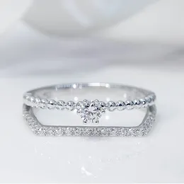 Cluster-Ringe, silberfarben, kubischer Zirkon, Verlobungsring, klassisch für Frau, elegantes Geschenk, einfacher Ringschmuck