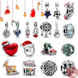 Pedras preciosas soltas 2023 inverno natal neve pandora encantos talão ajuste charme 925 prata original pulseira berloque diy jóias