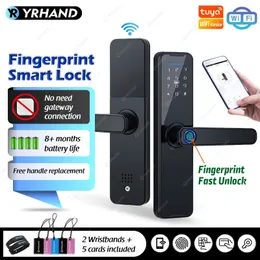 Smart Lock Yrhand K7 Cerradura IntElige Biometric Black Lock Tuya App Remote Unlocking Keyless WiFi Lock Electronic Door Lock 231206