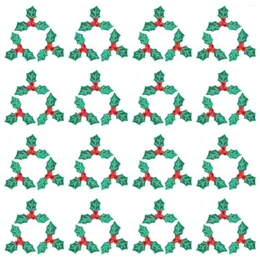 Dekorativa blommor mini trippelblad Holly bär konstgjorda gröna blad faux bär utsmyckningar för julkransdekoration