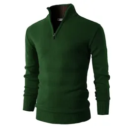 Pull Polo décontracté pour hommes, coupe cintrée, pull à manches longues, tissu tricoté, fermeture éclair, col montant, 564