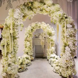 Arc à Double tige en fer doré brillant, étagère de décoration extérieure de mariage, présentoir de fête d'anniversaire de baptême, support à fleurs