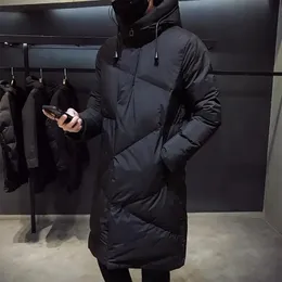 Erkek ceketler noneir yüksek kaliteli kapüşonlu ceket siyah moda kış erkek marka giyim 2023 parka kalın sıcak uzun paltolar 231207