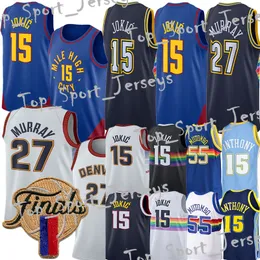 #15 Nikola Jokic Basketball Jersey #27 Jamal Murray Michael Porter Jr. Aaron Gordon Allen 3 Iverson Carmelo Anthony Dikembe 55 Mutombo jerseys