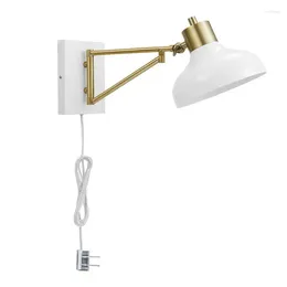 Lampada da Parete 1 Luce Bianca E Ottone Plug-In O Filo Fisso Braccio Oscillante Sconce 51344 Apliques De Luz Para Pared Mushroom Wall-e Led Lig