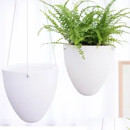 Planters Pots Mini White Lazy Flower Pot Plastic Succent Plant Water Hanging Watering Garden Home Decoration T200104 Drop Delivery Pat Dh39Q