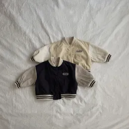 Manteau en duvet 4849C pour bébé coréen, uniforme de Baseball, mode printemps-automne 2023, beau garçon, veste de sport décontractée pour fille de 0 à 3 ans, 231207