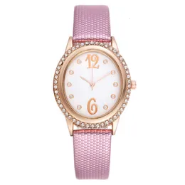 Tiktok Fashion Digital Diamond Set Oval Women's Belt Quartz Watch for Women