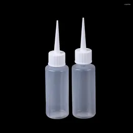 Lagringsflaskor 2st 50 ml PE Squeezable Liquid Bottle Tomt lim med lock påfyllningsbara applikator Eye Oil Needle Droper Container