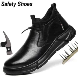 Safety Shoes Fashion Safety Shoes Men's Work Steel Toe Caps Male Indestructible Work Boots Protective Shoes Puncture-Proof Security Footwear 231207