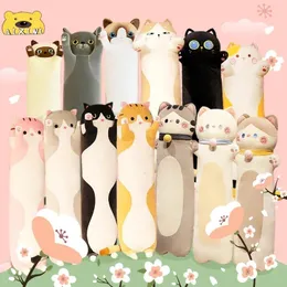Bonecas de pelúcia kawaii gato longo travesseiro macio longo plushies namorado brinquedos recheados pausa animal sono crianças meninas presente boneca 231206