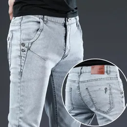 Мужские джинсы Брендовые мужские джинсы Slim Fit Джинсы скинни Дизайнерские эластичные прямые джинсы Эластичные брюки Джинсы для мужчин 231207