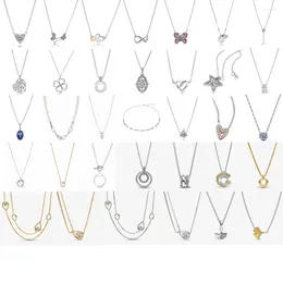 Pendants 04 925 Silver Original Jewelry 45cm Shimmering Shining Wish Collier Necklace For Women Factory Direct