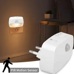 Objetos decorativos estatuetas LED Night Light UE Plug In Smart Motion Sensor 220V Lâmpada de parede para casa corredor WC corredor escada cozinha quarto 231207