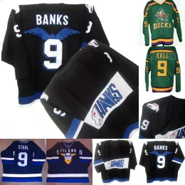 Mens Mighty Ducks Movie Jersey 9 Hawks Adam Banks Jesse Hall Jersey All Tritched Excithed Ice Hockey Jerseys S-5XL 91