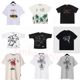 Designer lyxiga palmer änglar skjorta herrar kvinnor kokosnöt träd par kort ärm t shirt mönster bläckstråle graffiti bokstav tryck mode casual tshirt tee iu13a