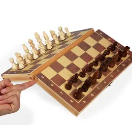 Büyük satranç tahtası manyetik ahşap katlanır satranç, keçeli oyun tahtaları ile set depolama için iç kısımlar