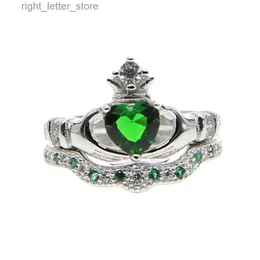 Pierścień Solitaire 925 Sterling Silver Fabryka Hurtowa zaręczyny Serce Irlandzki Claddagh Pierścień obietnicy Zestaw YQ231207