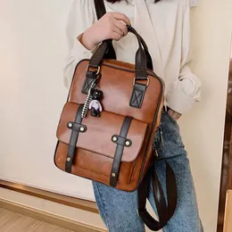 Sacos de noite Vintage Mulheres Anti Roubo Mochilas Estudantes Brown School Bags para Adolescentes Meninas Impermeáveis Laptop Couro Grande Mochila de Viagem 231207