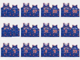 New York''Knicks''Men Dennis Smith R.J. Barrett Earl Monroe Taj Gibson Blue Tear Up Pack Custom Hardwood''Classics Trikot