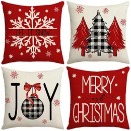 Pillow Case Christmas Cushion Cover 45 Sofa Cush Cases Linen Covers Christma Tree Snowflake Home Decor Xmas For