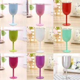 Kupalar Avrupa 10 Oz Paslanmaz Çelik Kırmızı Şarap Kupası Antibroken Gözlükler STEMWARE Creative Winecup Dayanıklı İçki Barı Araçlar 231207