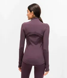 L-78 outono inverno nova jaqueta com zíper de secagem rápida roupas de yoga manga longa polegar buraco treinamento correndo feminino fino casaco de fitness8789