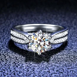Vvs Moissanite Ring Wedding Proposal 925 Silver Six Claw Moissan Diamond Starlight Queen