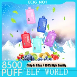 Originale ELFWORLD ICEKING 8500 sbuffi E sigarette bobina a rete penna vape usa e getta 550mAh 17ml Eliquid e display digitale batteria