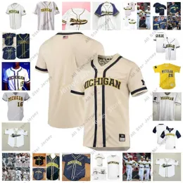 College Baseball usa camisa de beisebol costurada personalizada Michigan Wolverines 37 CHASE ALLEN 39 CONNOR O'HALLORAN 40 ANGELO SMITH 41 CHRISTIAN