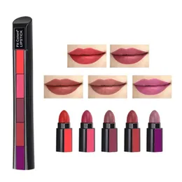 Lippenstift Fit Colors Matt 5-Farben-Set Samt-Lippenstift Antihaft-Glanz Langlebig Wasserdicht Sexy Red Beauty 231207